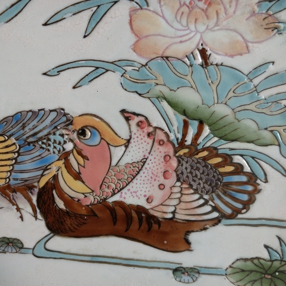 !! SOLD !! Qianlong Mark Chinese Dish Tray Mandarin Ducks - Picture 9 of 12